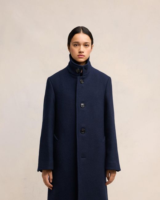 AMI Blue High Collar Coat