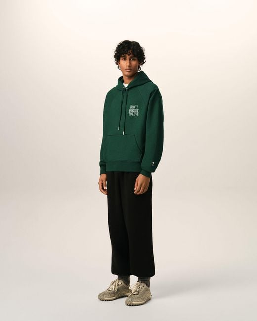 AMI Green Cotton "Don'T Forget To Love" Hoodie