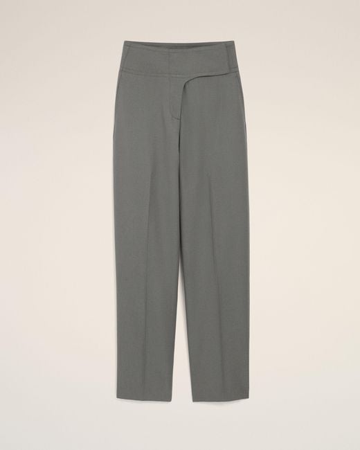 AMI Gray New Wool Wrapped Belted Trousers