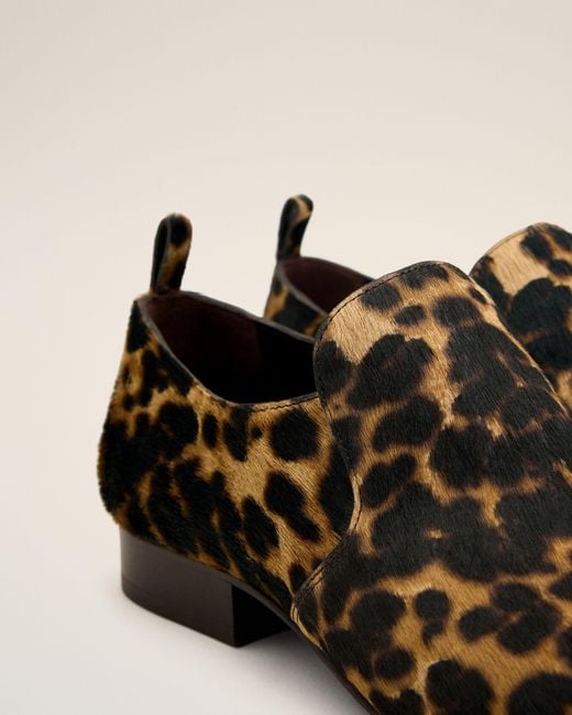 AMI Natural Leopard Printed Flat Cowhide Leather Shoes