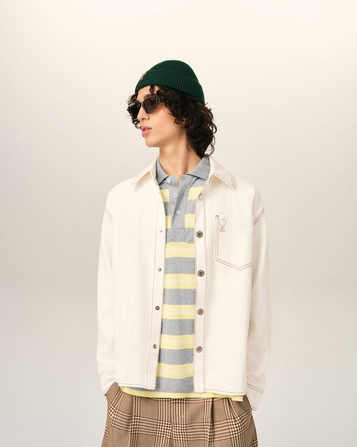 AMI Natural Cotton Ami De Coeur Overshirt for men