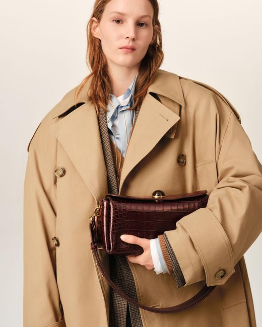 AMI Natural Crocodile Embossed Cow Leather Carrousel Bag
