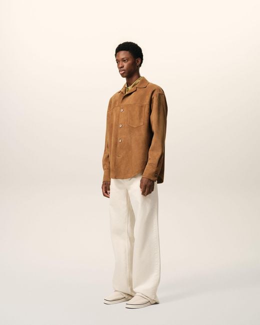 AMI Natural Goat Leather Buttoned Overshirt