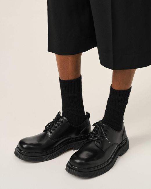 AMI Black Cow Leather Derbies Shoes for men