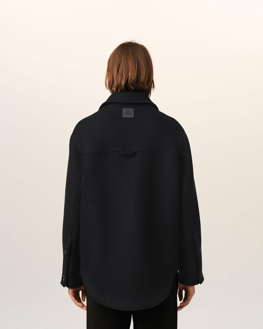 AMI Black Wool Button-Down Jacket