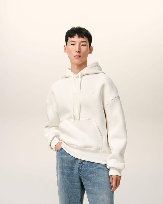 AMI Natural Cotton Embossed Ami De Coeur Hoodie