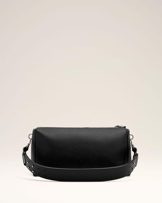 AMI Black Cow Leather Carrousel Zipped Bag