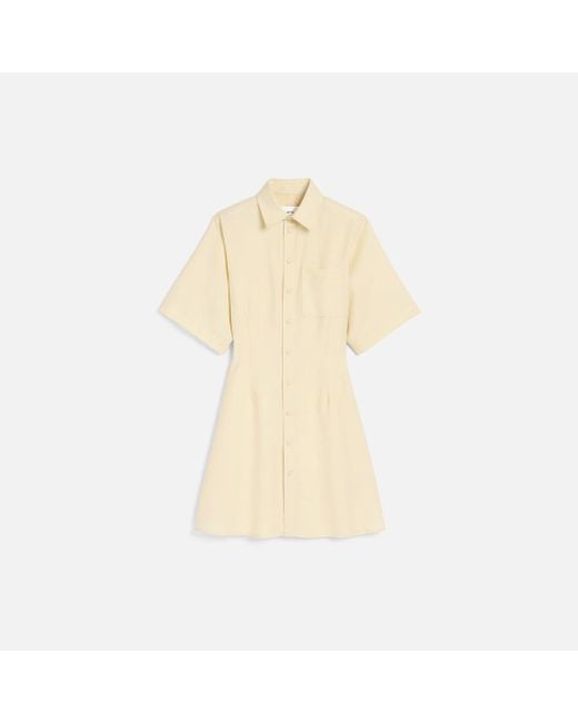 AMI Natural Wool Short Sleeve Shirt Dress