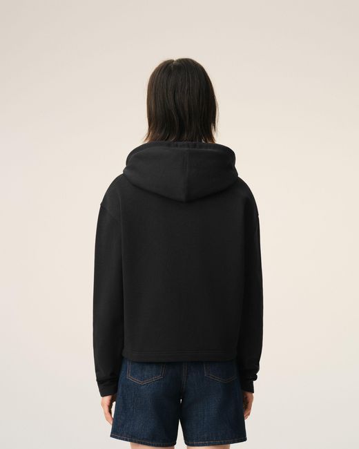 AMI Black Cotton Ami De Coeur Zipped Hoodie