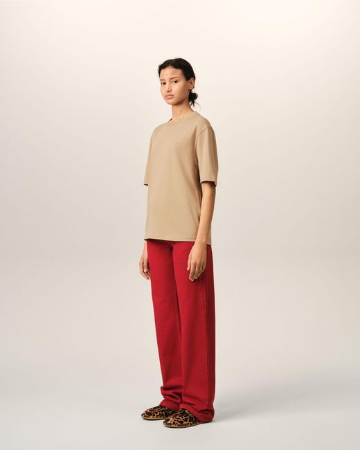 AMI Natural Cotton T-Shirt With Embossed Ami De Coeur