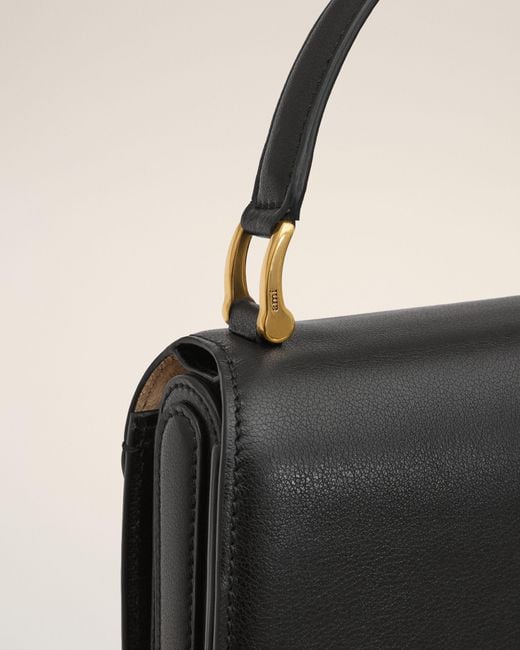 AMI Natural Cowhide Leather Paris Paris Top Handle Bag