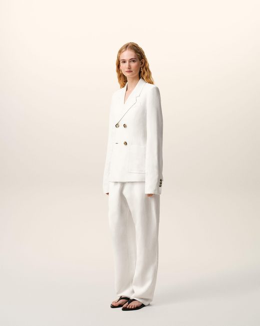 AMI Natural Linen Double Breasted Bar Jacket