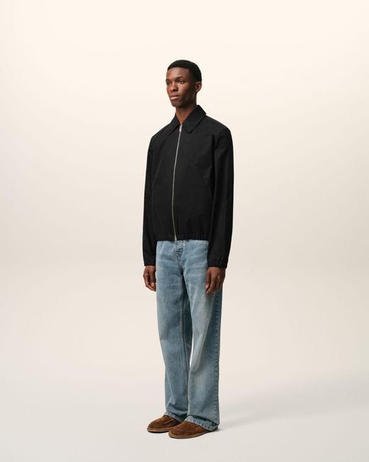 AMI Black Ami De Coeur Zipped Bomber Jacket for men