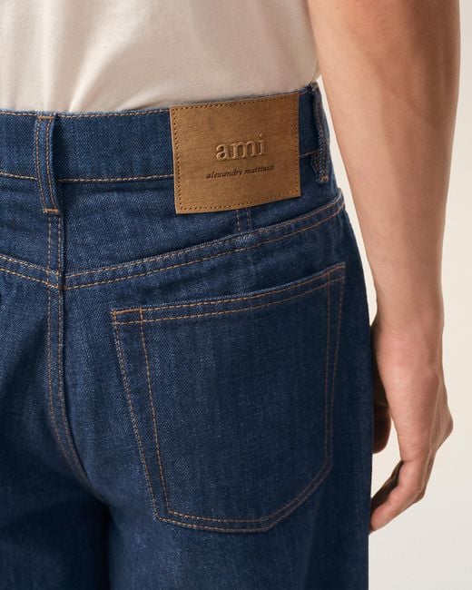 AMI Blue Cotton Balloon Fit Jeans for men