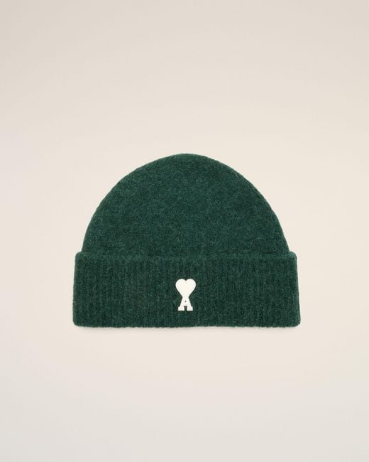 AMI Green Alpaca Beanie With Ami De Coeur