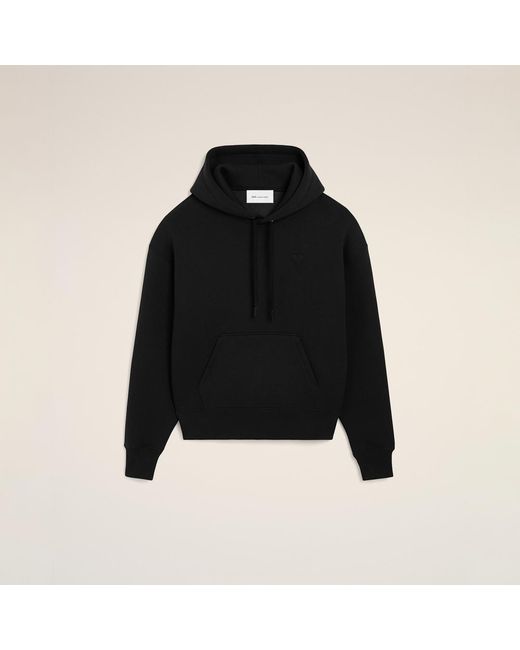 AMI Black Cotton Hoodie With Embossed Ami De Coeur