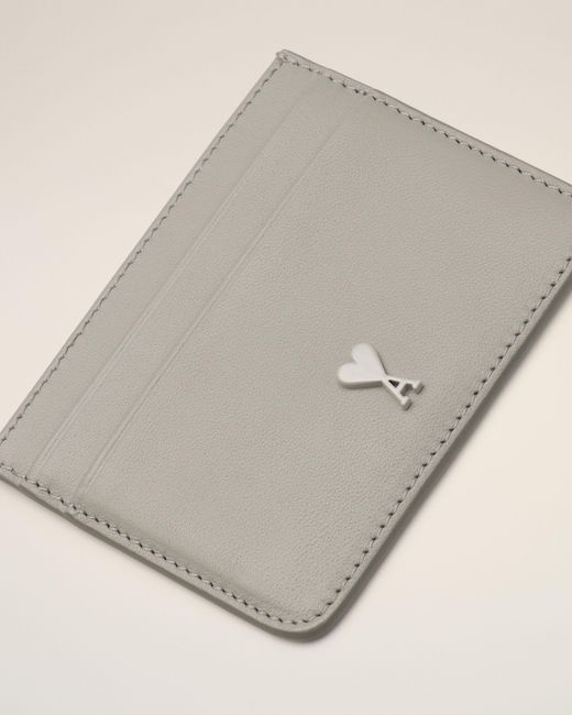 AMI White Cowhide Leather Ami De Coeur Card Holder