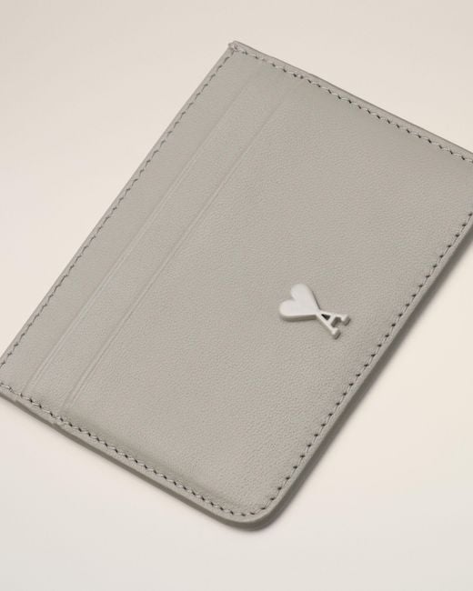 AMI White Cowhide Leather Ami De Coeur Card Holder
