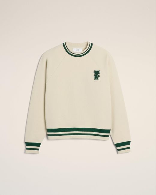 Sweatshirt Blanc En Coton Avec Patch Ecru & Vert Fonce AMI en coloris Natural