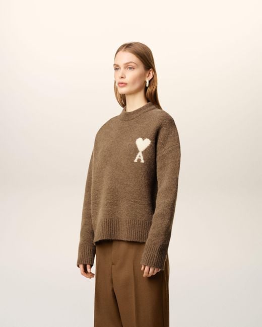 AMI Natural Alpaca Ami De Coeur Crewneck Sweater