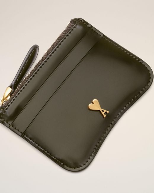 AMI Natural Cow Leather Paris Paris Zipped Card Holder