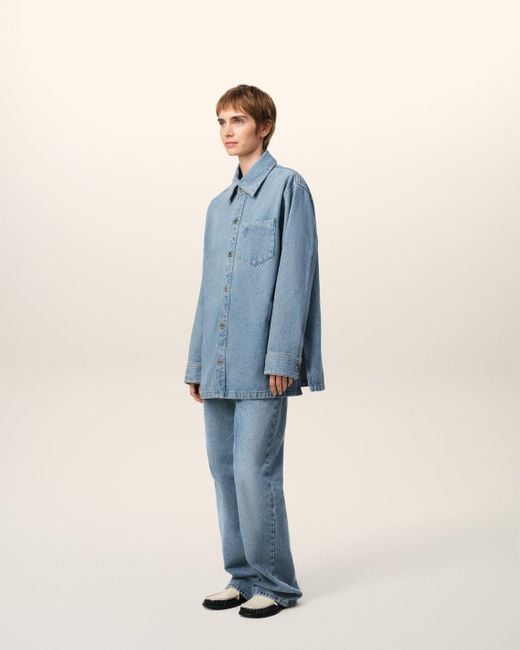 AMI Blue Ami De Coeur Überhemd Aus Blauer Baumwolle