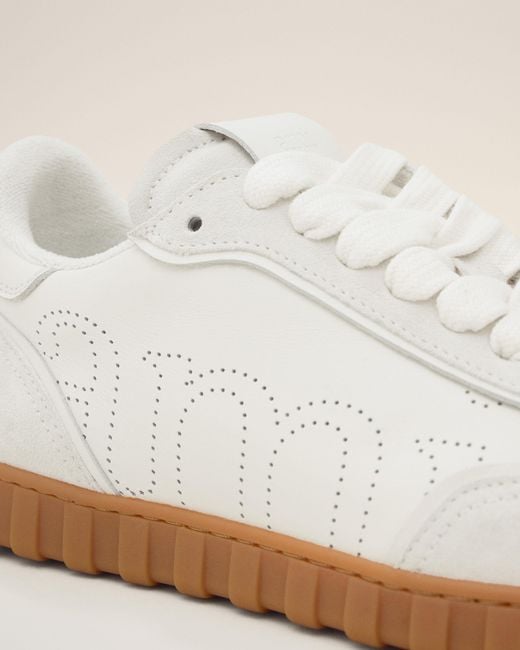 AMI Natural Cowhide Leather Step Sneakers