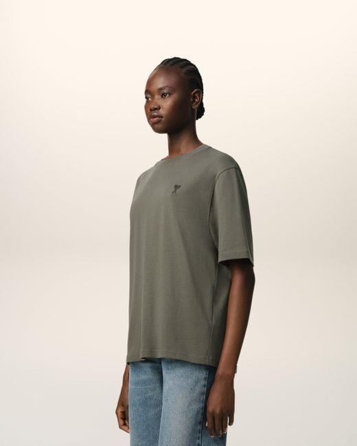 AMI Gray Taupe Cotton Tonal Ami De Coeur T-Shirt