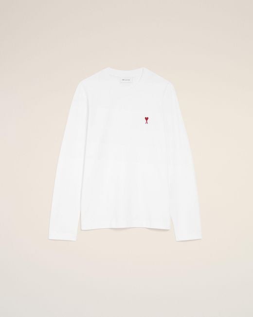 AMI Natural Cotton Longsleeves T-Shirt With Ami De Coeur