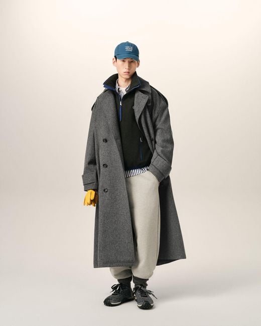 AMI Gray Wool Trench Coat