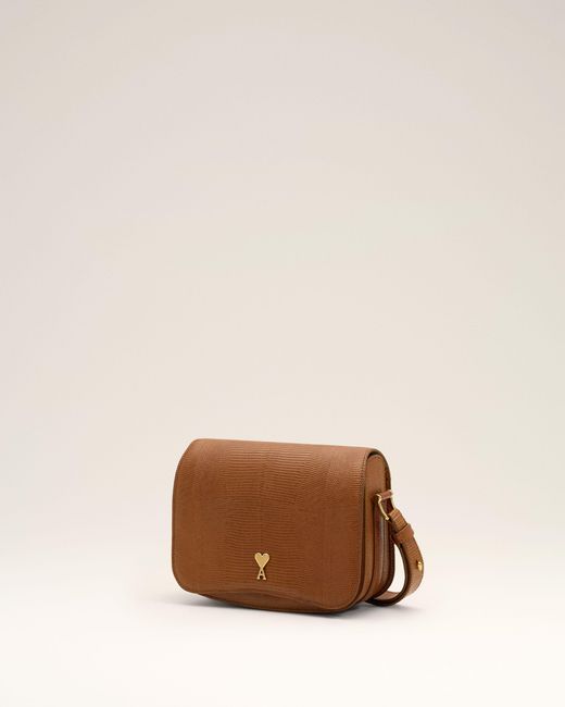 AMI Natural Lizard Embossed Cowhide Leather Paris Paris Bag