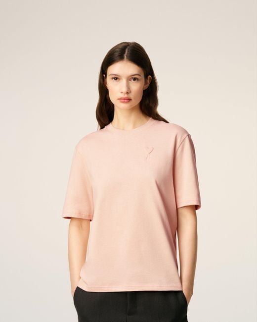 AMI Natural Ami De Coeur T-Shirt Mit Cosy-Fit Aus Rosafarbener Baumwolle Rosa