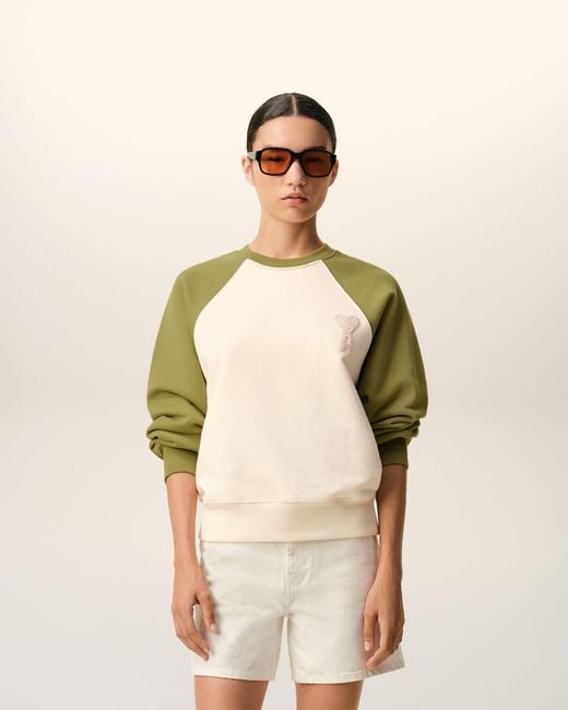 AMI Natural And Cotton Knitted Ami De Coeur Sweatshirt