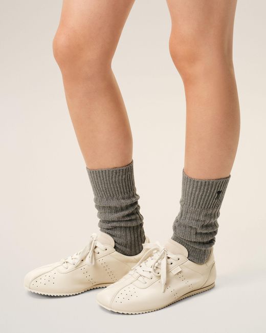 AMI Natural Cow Leather Soft Sneakers