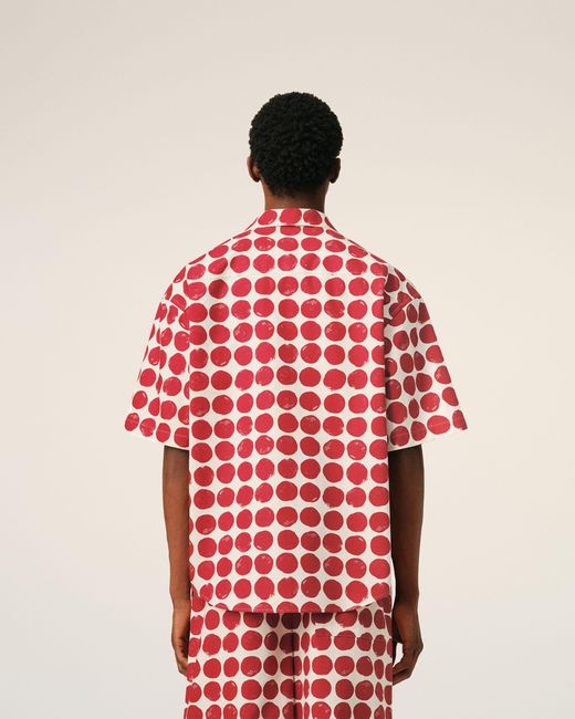 AMI Red Polka-Dot Boxy Cotton Short-Sleeve Shirt for men