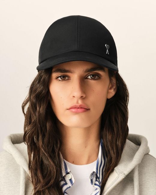 AMI Black Nylon And Cotton Cap With Ami De Coeur Stud
