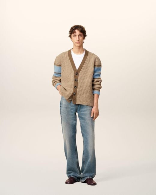 AMI Natural Wool College Cardigan for men