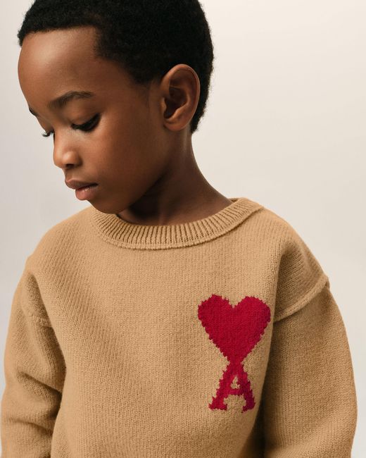AMI Natural Wool Ami De Coeur Crewneck Sweater