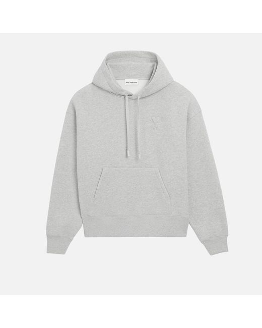 AMI Gray Cotton Embossed Ami De Coeur Hoodie