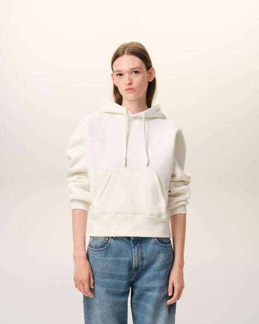 AMI Natural Cotton Embossed Ami De Coeur Hoodie