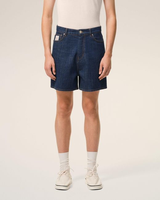 AMI Blue Cotton Shorts With Heritage Label for men