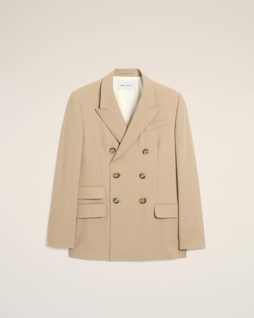 AMI Natural New Wool Double Breasted Straight Jacket for men