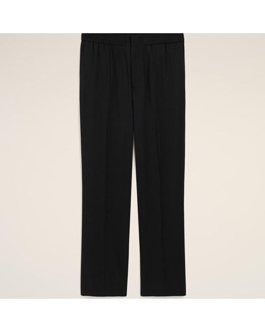 AMI Black Wool Elasticated Waist Trousers for men