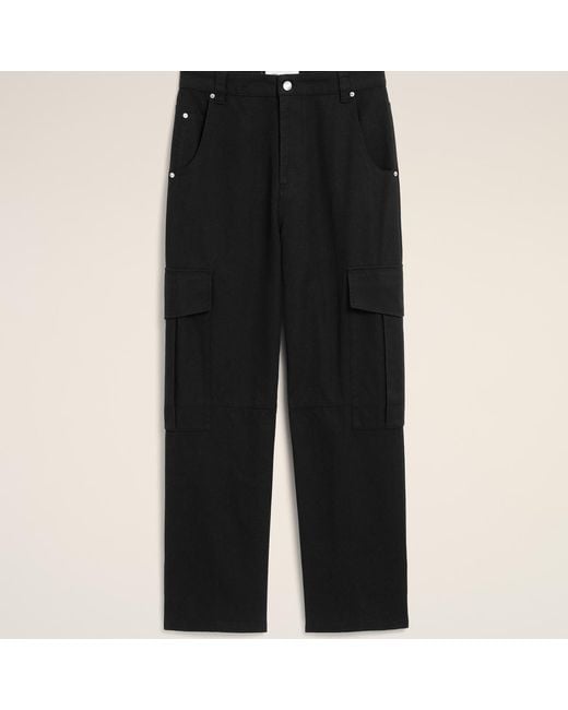 AMI Black Baggy-Fit Cargo Cotton Trousers for men