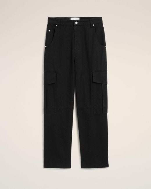 AMI Black Baggy-Fit Cargo Cotton Trousers for men