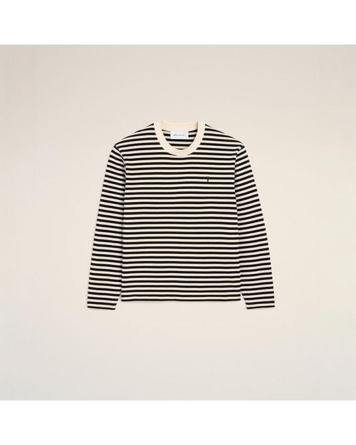 AMI Natural And Mariniere Cotton T-Shirt With Ami De Coeur