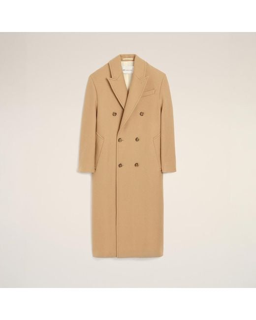 AMI Natural Long Double-Breasted Wool Coat