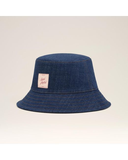 AMI Blue Denim Cotton Heritage Patch Hat