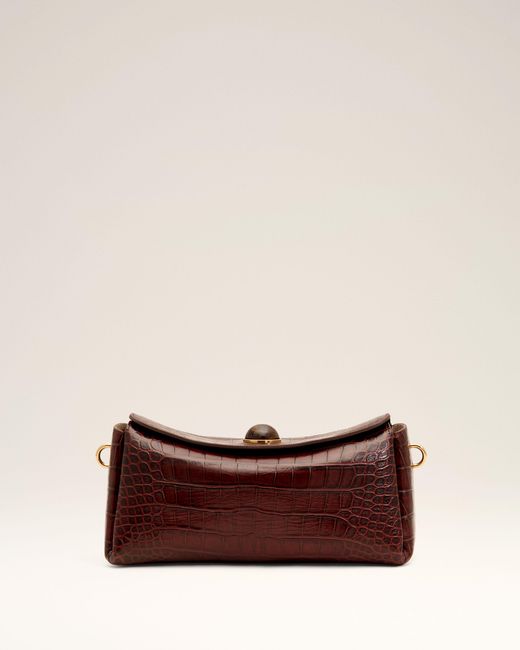 AMI Natural Crocodile Embossed Cow Leather Carrousel Bag