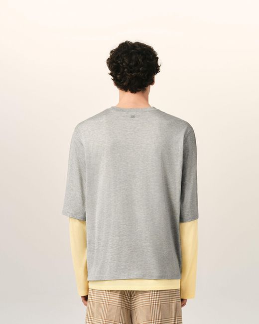 AMI Natural Cotton Double-Sleeve Effect Ami De Coeur T-Shirt for men